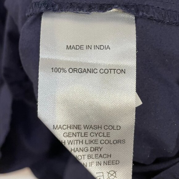 EUC Quince 100% Cotton Poplin Tiered Mini Dress Navy Blue Medium - Picture 8 of 9